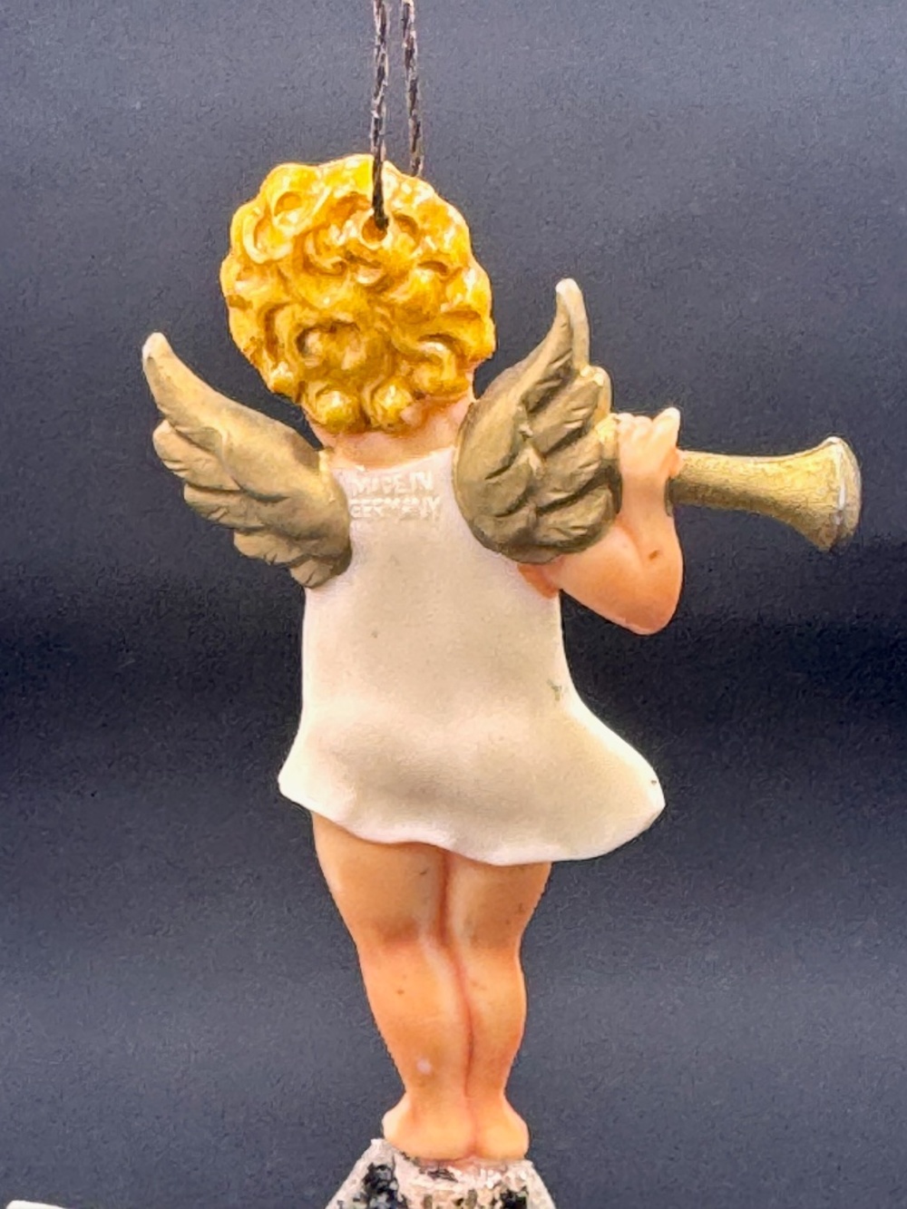 VTG Celluloid Plastic Germany Angel Cherub Playing Horn Star Christmas Ornament - Picture 4 of 10